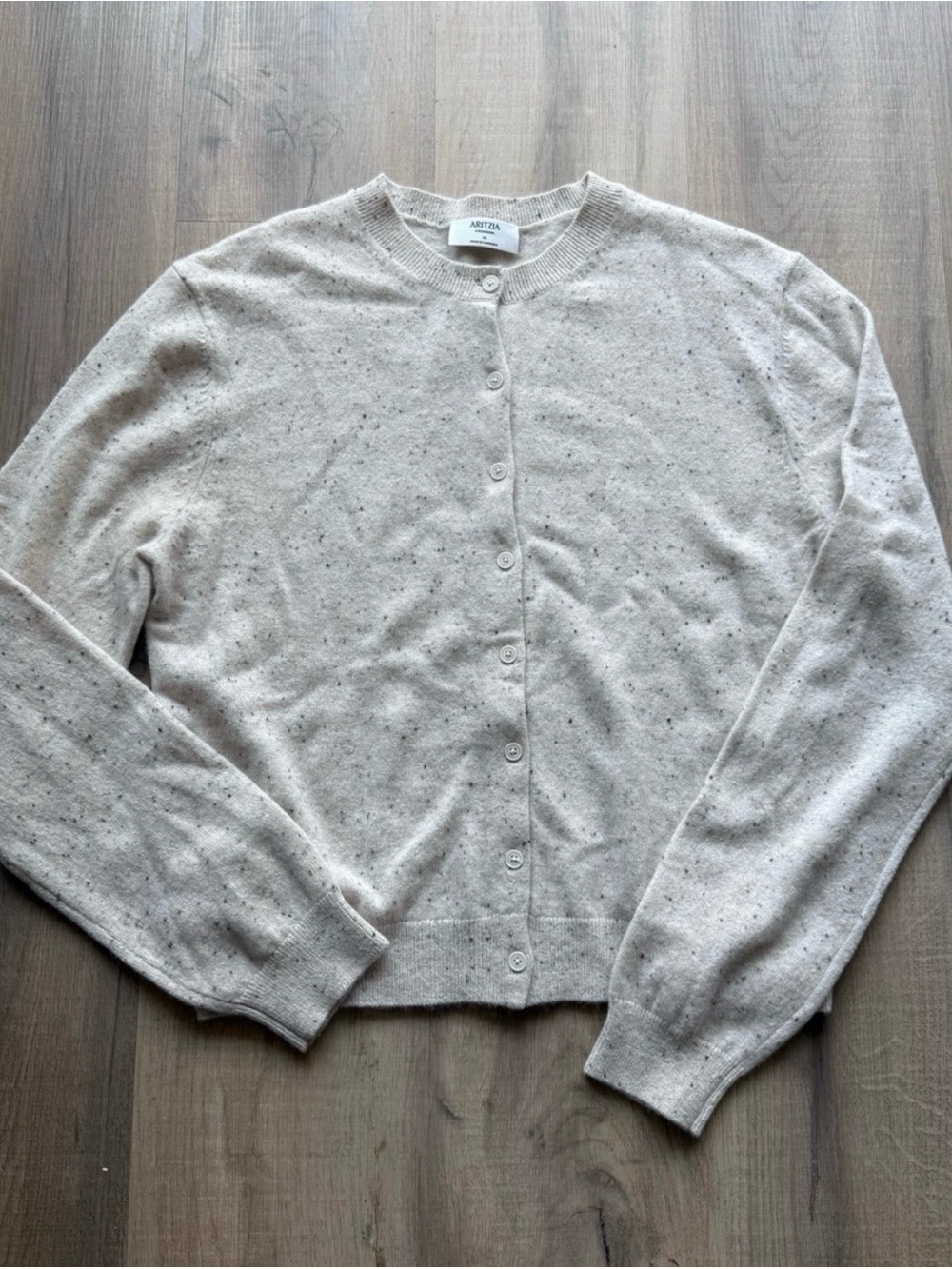 Aritzia Oatmeal Speckled Cardigan Sweater